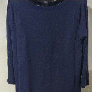 NWT Sheila Rose Nadine West large 3/4 sleeve navy cotton shirt w/ button detail